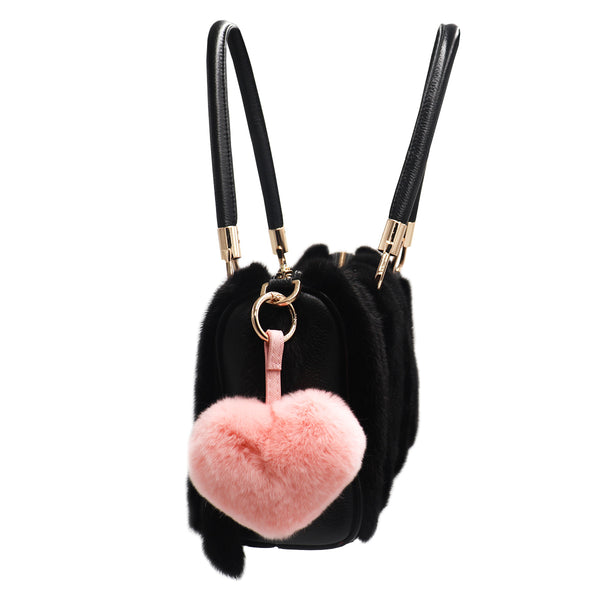 Surell Rex Rabbit Heart Keychain With Pleather Strap