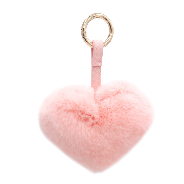 Surell Rex Rabbit Heart Keychain With Pleather Strap