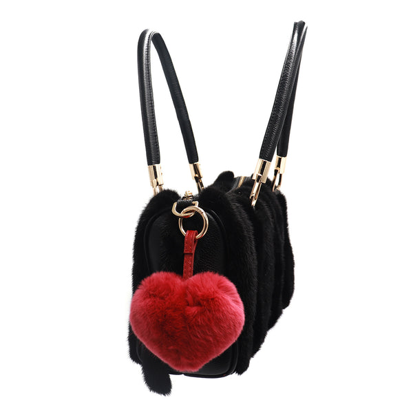 surell Rex Rabbit Heart Keychain With Pleather Strap