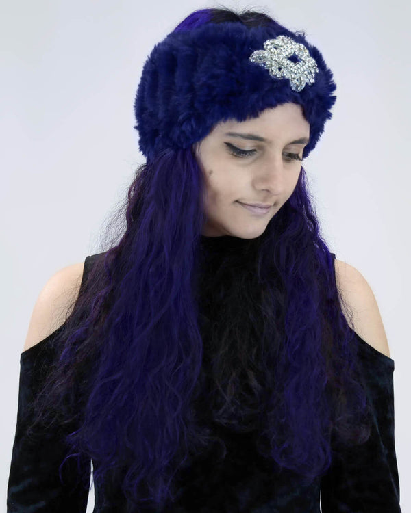 Surell Sheared Rabbit Fur Jewel-Embellished Headband/Scarf