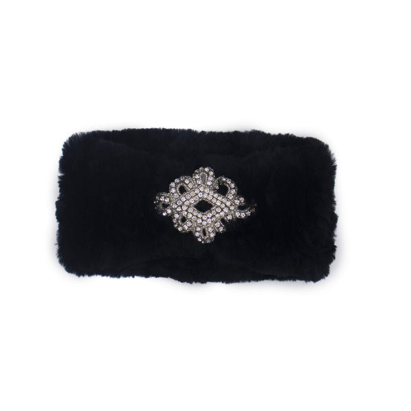 surell Sheared Rabbit Fur Jewel-Embellished Headband/Scarf