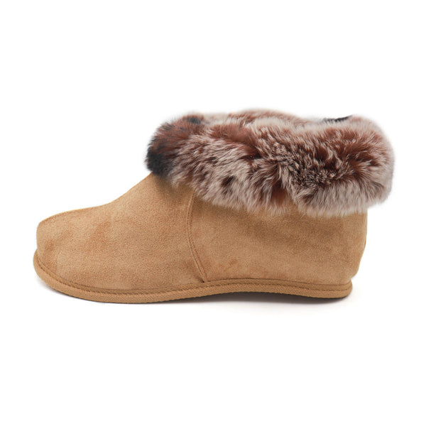 Surell Soft Sole Shearling Slippers With Rex Rabbit Fur Trim