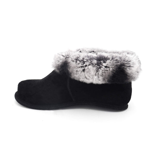 Surell Soft Sole Shearling Slippers With Rex Rabbit Fur Trim