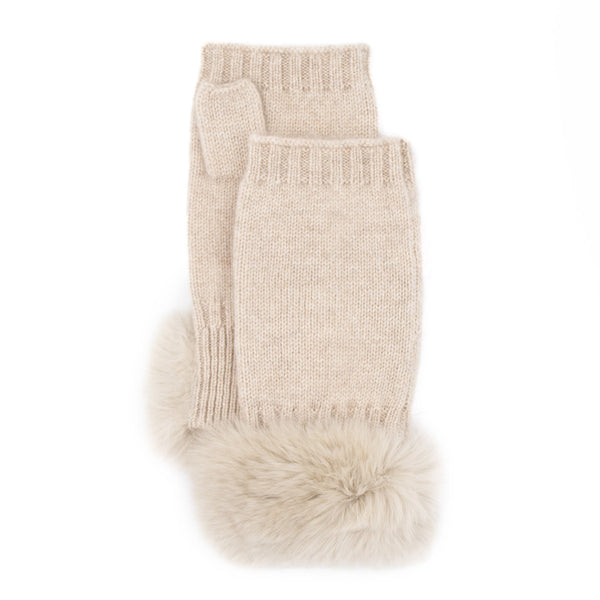 Surell Cashmere Fingerless Gloves With Rex Trim