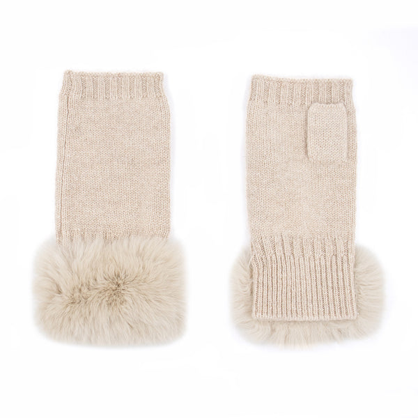 Surell Cashmere Fingerless Gloves With Rex Trim
