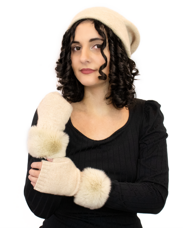 Surell Cashmere Hat With Rex Pom