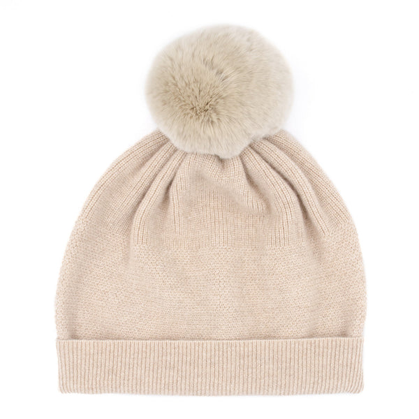 Surell Cashmere Hat With Rex Pom