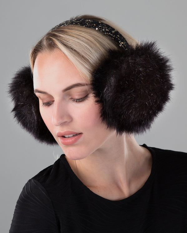 Surell Faux Fox Fur Earmuffs With Bling Band