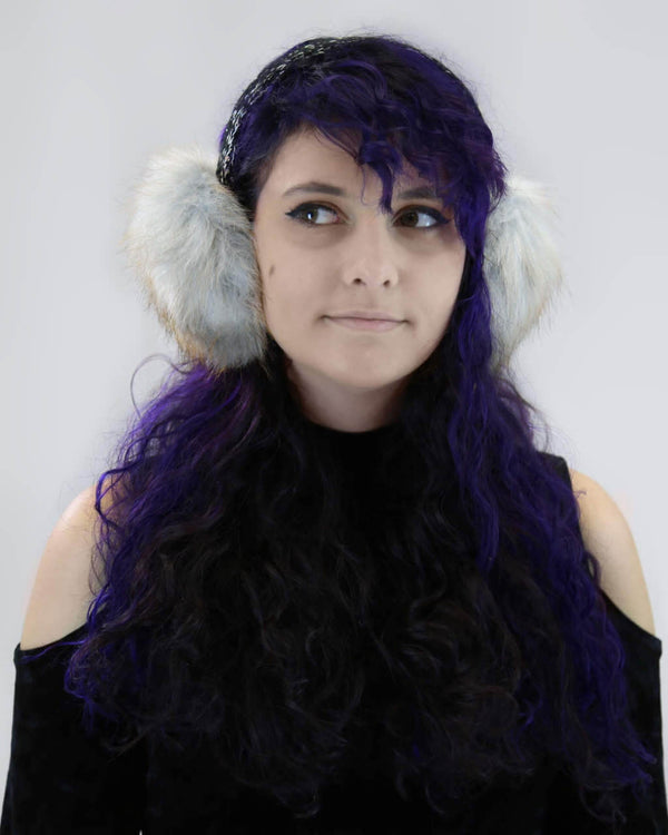 surell Faux Fox Fur Earmuffs with Bling Band
