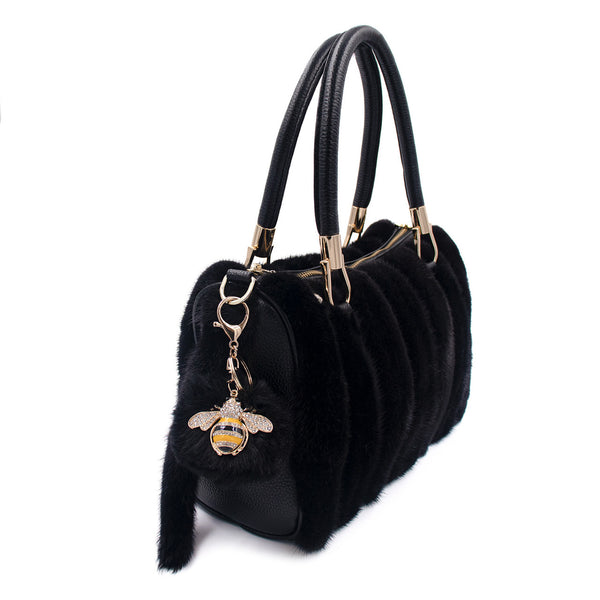 Surell Faux Fur Bumblebee Keychain