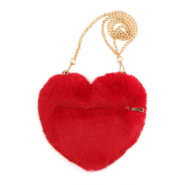 Surell Faux Fur Heart Bag