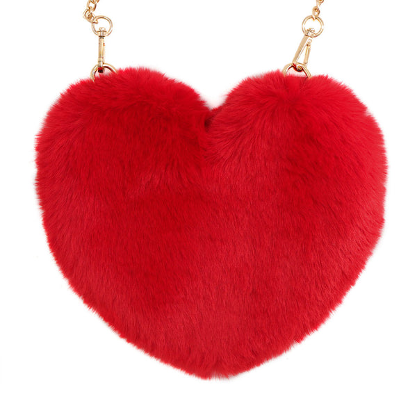 Surell Faux Fur Heart Bag