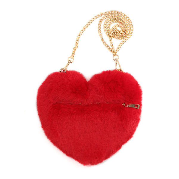 surell Faux Fur Heart Bag