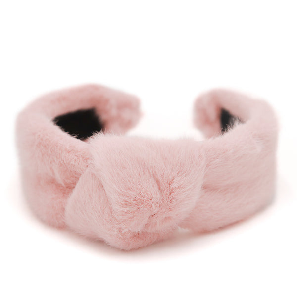surell Faux Mink Fur Hairband with Knot