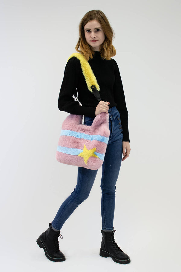 Surell Faux Rex Rabbit Fur Bag