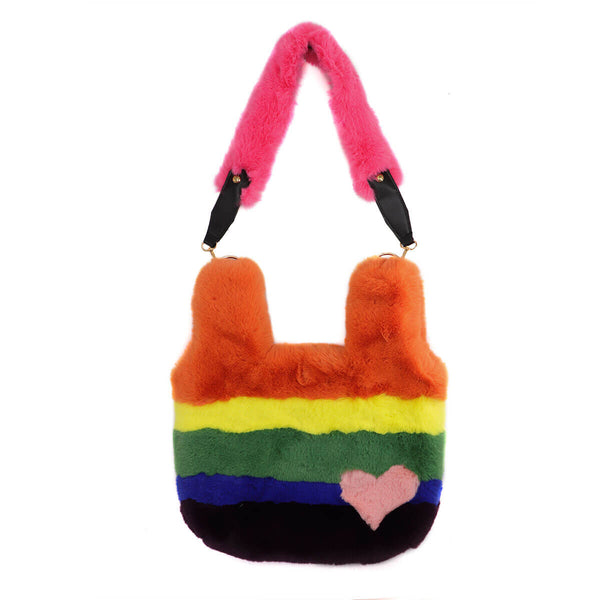 surell Faux Rex Rabbit Fur Bag