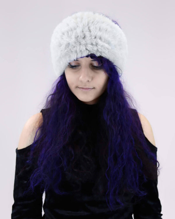 Surell Faux Rex Rabbit Fur Knit Headband/Scarf