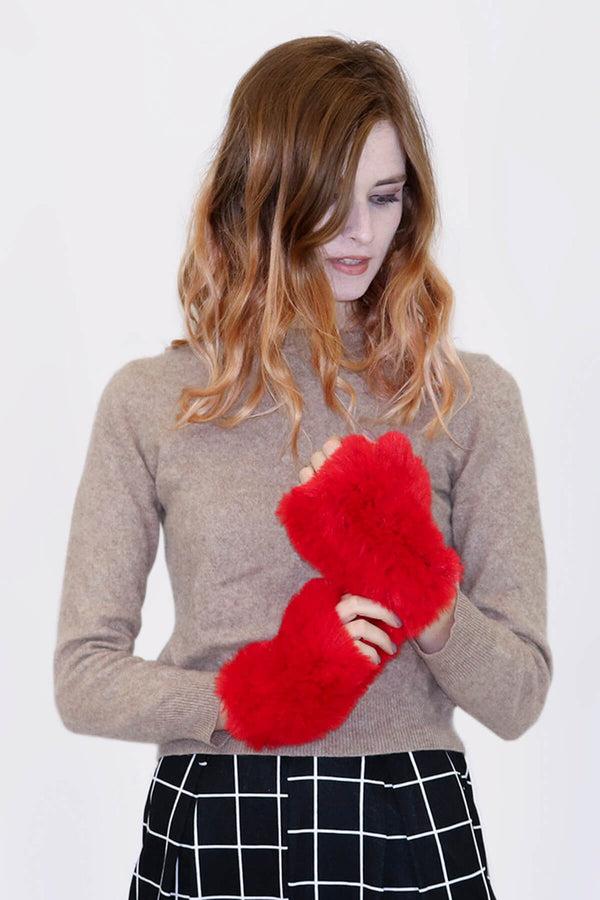 Surell Faux Rex Rabbit Fur Texting Mittens