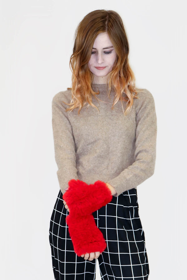 Surell Faux Rex Rabbit Fur Texting Mittens