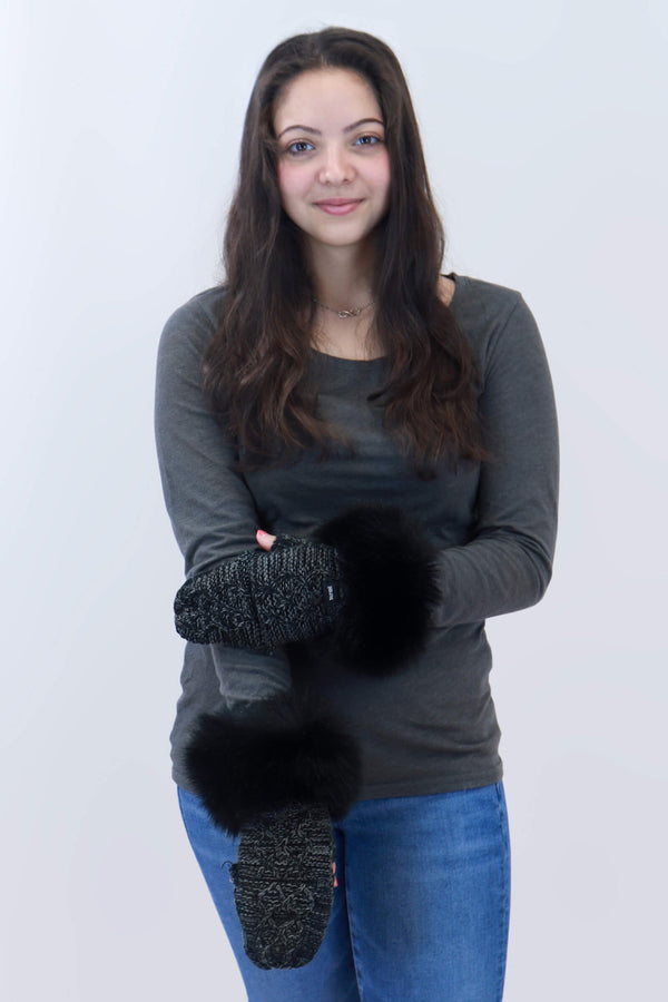 Surell Flip Top Mittens With Faux Fox Fur Cuff