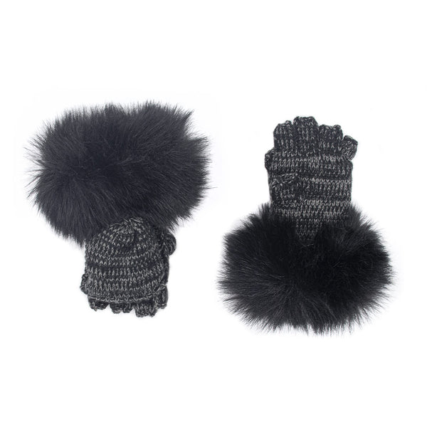Surell Flip Top Mittens With Faux Fox Fur Cuff