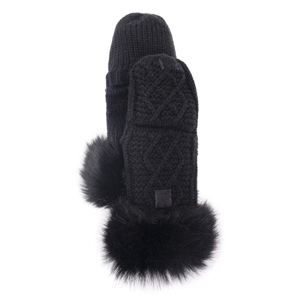 surell Flip Top Mittens with Faux Fox Fur Cuff