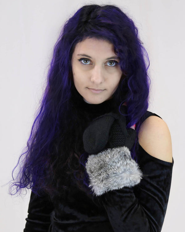 Surell Flip Top Mittens With Rabbit Fur Cuff