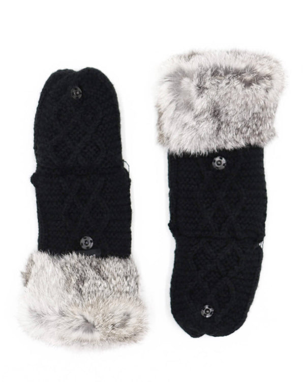 Surell Flip Top Mittens With Rabbit Fur Cuff