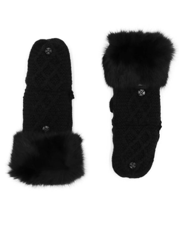 surell Flip Top Mittens with Rabbit Fur Cuff