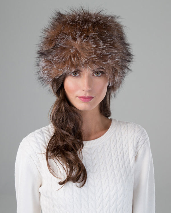 Surell Fox Fur Knit Stretch Beanie