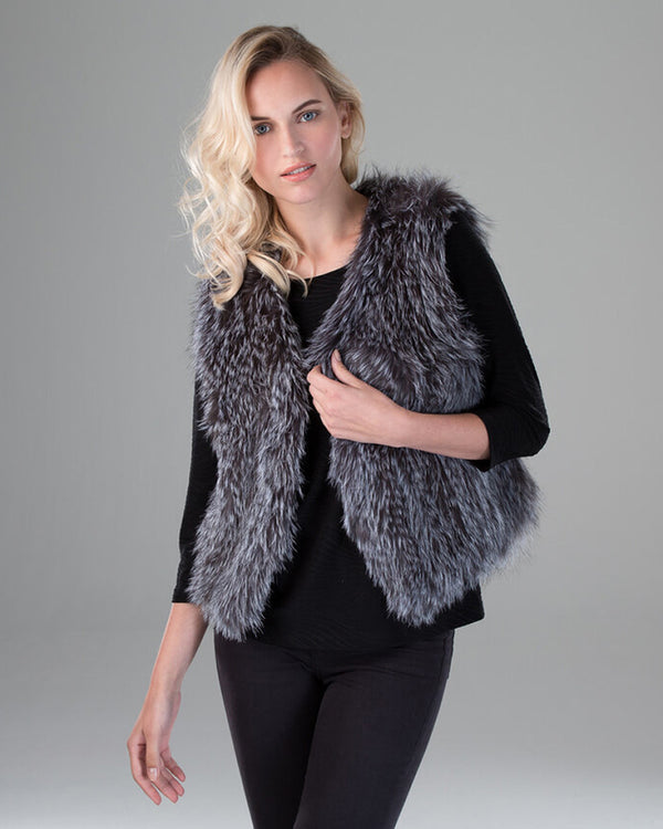 surell Fox Fur Knit Vest