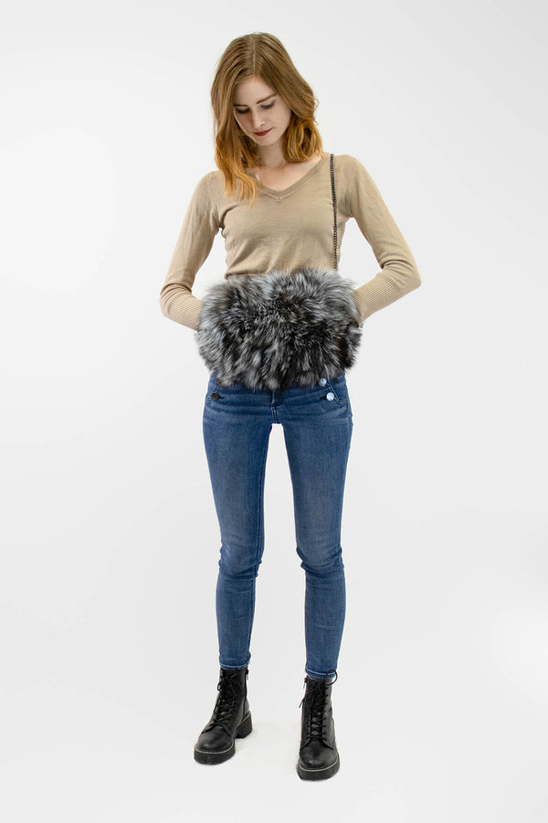 Surell Fox Fur Muff Bag