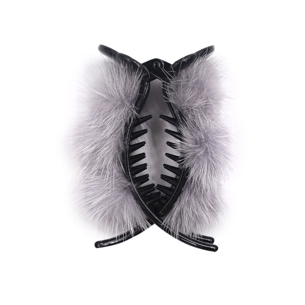 Surell Hair Clip With Mink Poms