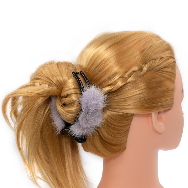 surell Hair Clip with Mink Poms
