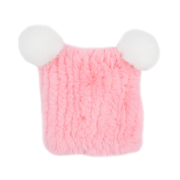 Surell Kid's Rex Rabbit Fur Knit Hat And Scarf Set