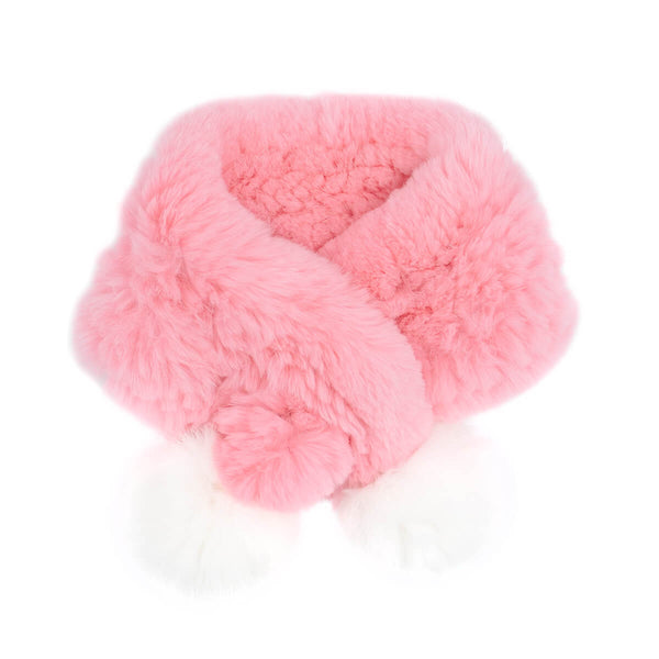 Surell Kid's Rex Rabbit Fur Knit Hat And Scarf Set