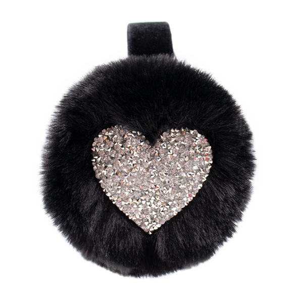 Surell Kid's Sparkly Heart Faux Fur Earmuffs