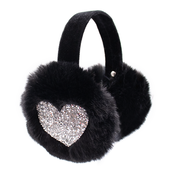 surell Kid's Sparkly Heart Faux Fur Earmuffs