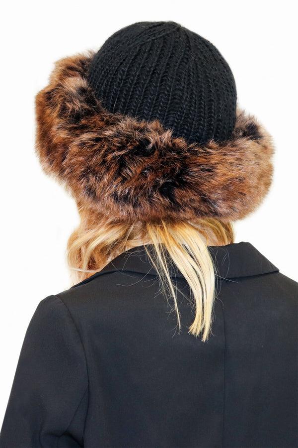 Surell Knit Crown Hat With Faux Fox Fur Cuff