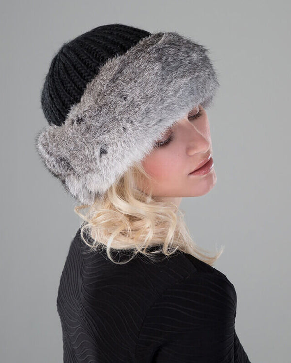 Surell Knit Crown Hat With Rabbit Cuff