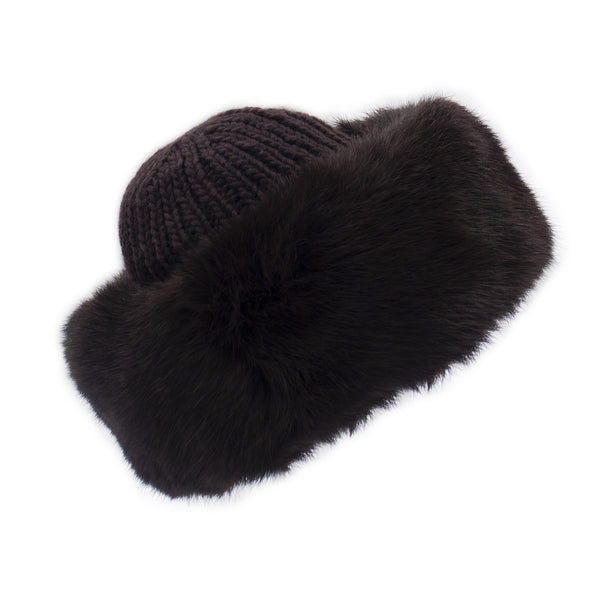 Surell Knit Crown Hat With Rabbit Cuff