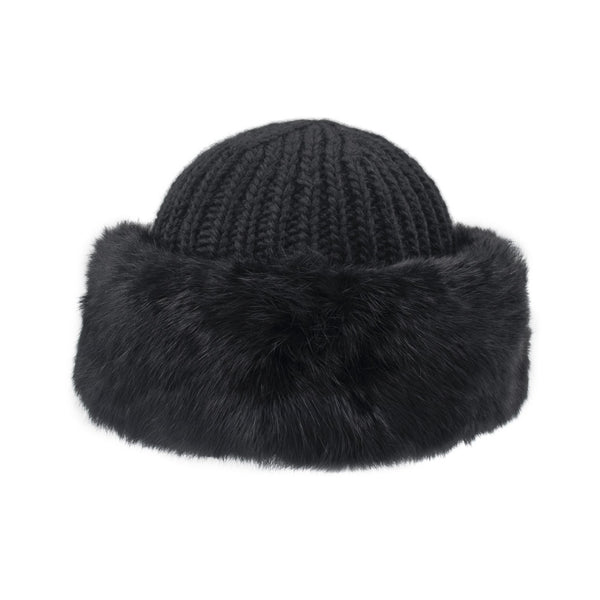 surell Knit Crown Hat with Rabbit Cuff