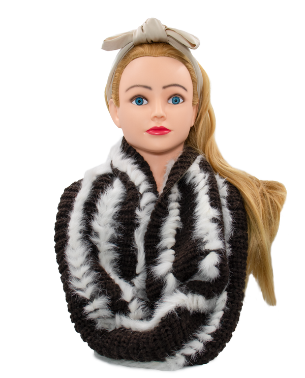 Surell Knit Infinity Loop With Rabbit Fur
