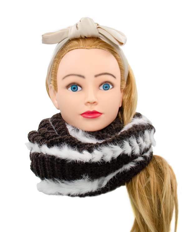 Surell Knit Infinity Loop With Rabbit Fur