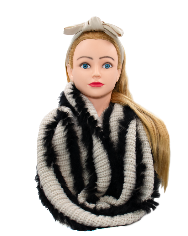 Surell Knit Infinity Loop With Rabbit Fur