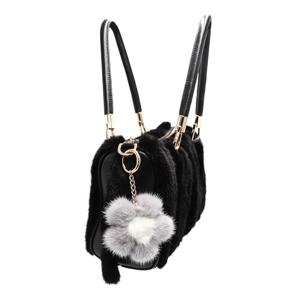Surell Large Mink Fur Flower Keychain