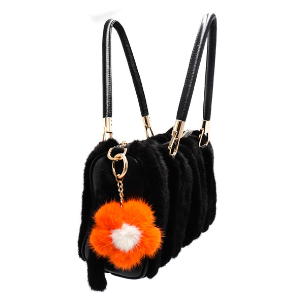 Surell Large Mink Fur Flower Keychain