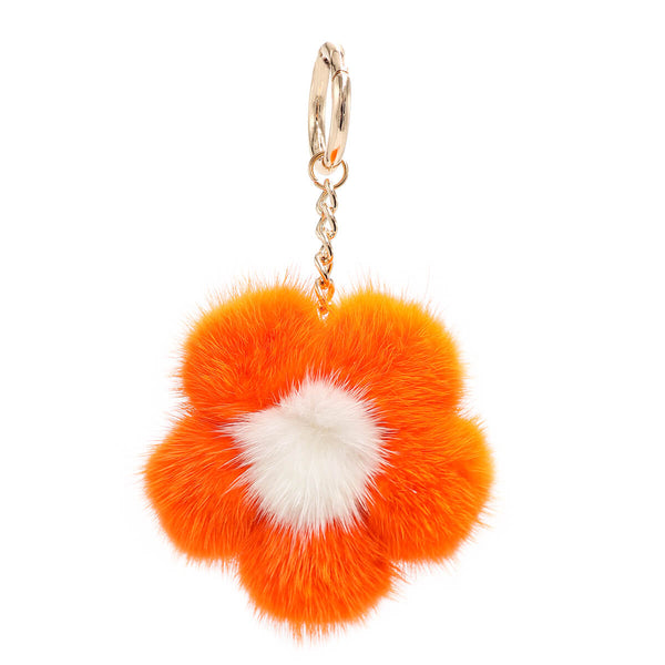 surell Large Mink Fur Flower Keychain