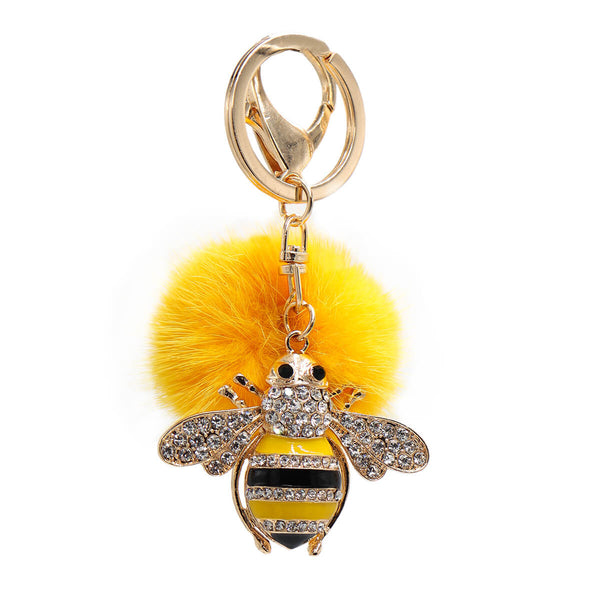 Surell Mink Fur Bumblebee Keychain