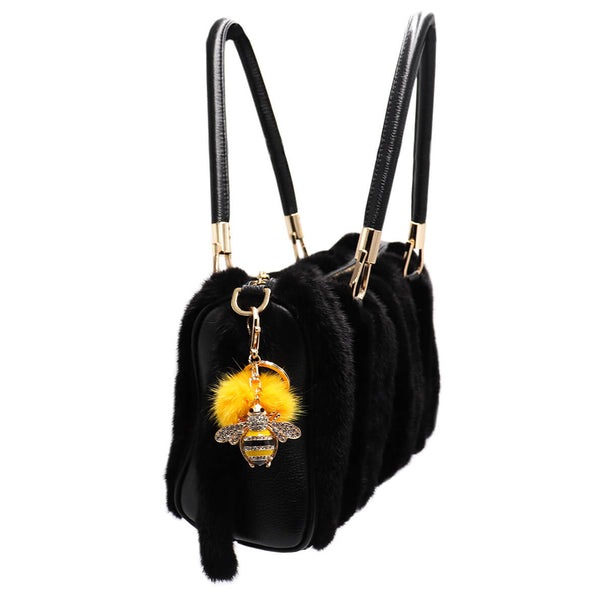 surell Mink Fur Bumblebee Keychain
